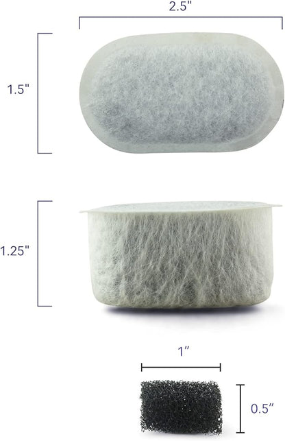 PET STANDARD Replacement Water Filter &amp; 4 Pack Replacement Pre-Filter Sponges Compatible With WOPET® 67oz/2L Automatic Pet Fountain, Pack of 10