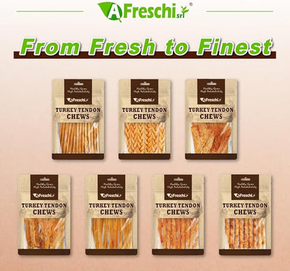 Afreschi Turkey Tendon Flake 3.5 oz, USA-Sourced Turkey Tendon, Dog Treats for Classic Series, All Natural Human Grade Dog Treat, Suitable for Training chew, Rawhide Alternative