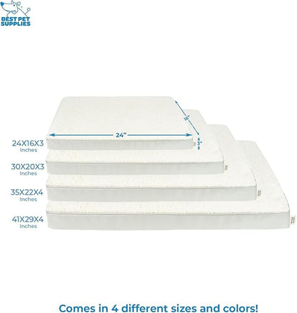 Best Pet Supplies Cute Dog Crate Mat Flat Bed with Waterproof Exterior, Thick Orthopedic Egg Foam Mattress, and Soft Sherpa Fleece Cover for Small, Medium, and Large Breeds - Beige, 24X16X3