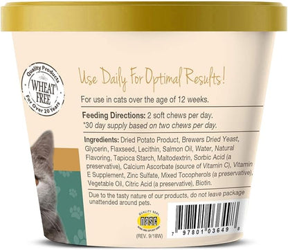 NaturVet – Skin &amp; Coat Plus Omegas for Cats – 60 Soft Chews | Supports Healthy Skin &amp; Glossy Coat | Enhanced with Omega-3, Omega-6 &amp; Biotin | 30 Day Supply