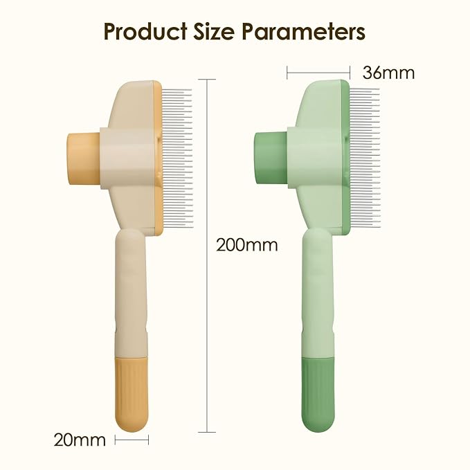 Flea Comb for Cat Hair Removal Comb, 2025 New Self-Cleaning Flea Brush for Cats and Dog, Comfort Cat Hair Removal Tool with Long &amp; Short Stainless Steel Metal Grooming Brush(Yellow)