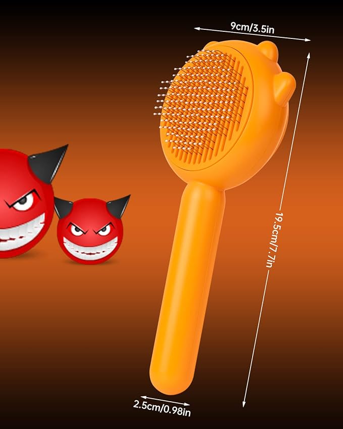 Self-Cleaning Dog &amp; Cat Slicker Brush, Skin Friendly Deshedding Grooming Tool for Long or Short Haired Dogs Cats Rabbits, Dog Shedding Brush with Release Button - Pumpkin
