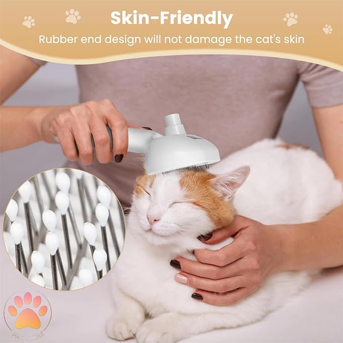 Cat steam brush – Effective Pet Brush for Indoor Cats, Steam Technology for Shedding, Mats &amp; Grooming – Ideal cat brush indoor for Deep Cleaning (White)