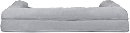 Furhaven Cooling Gel Dog Bed for Large Dogs w/ Removable Bolsters &amp; Washable Cover, For Dogs Up to 95 lbs - Plush &amp; Suede Sofa - Gray, Jumbo/XL