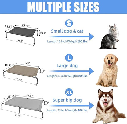 Simple Trending Raised Dog Bed for Small Dogs, Waterproof Elevated Dog Cot, Outdoor Cooling Pet Bed, 36.5" x 22.5", Black