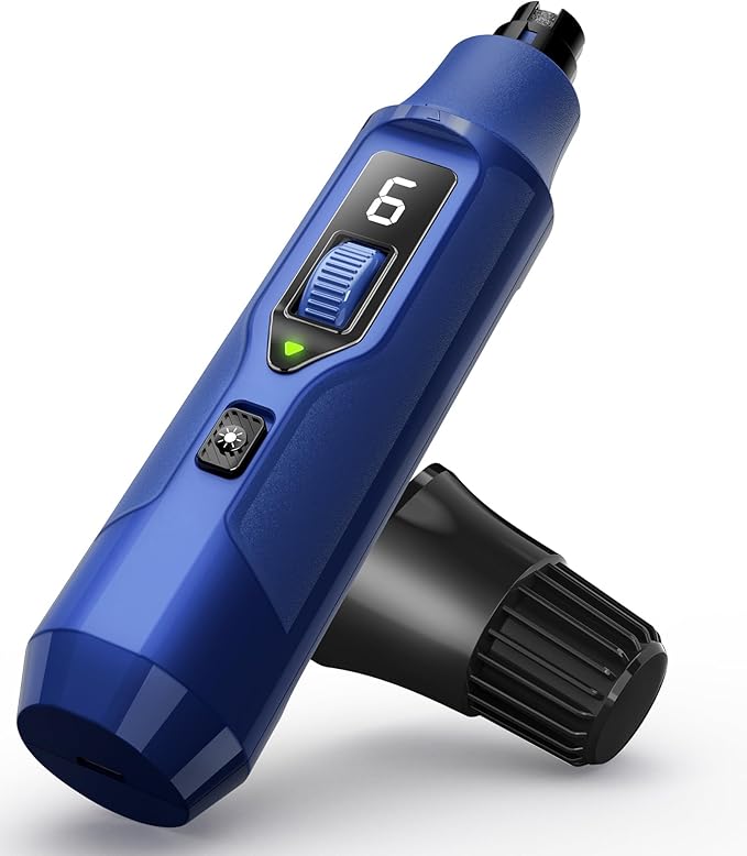 YABIFE 7-Speed Pet Nail Grinder with Light – Heavy Duty, Whisper Quiet Nail Trimmer for Dogs, Cats, Birds &amp; Small Animals – Single-Handed Operation