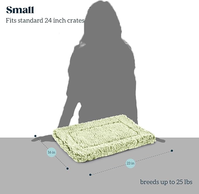Stoutwool Indestructible Dog Bed - Fluffy Chew Proof Dog Crate Pad - Tough Kennel Pad for Aggressive Chewers - Washable, Ideal for Small Breeds &amp; Fits 24-Inch Crate - 23"x16", Gleam