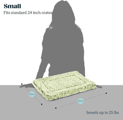 Stoutwool Indestructible Dog Bed - Fluffy Chew Proof Dog Crate Pad - Tough Kennel Pad for Aggressive Chewers - Washable, Ideal for Small Breeds &amp; Fits 24-Inch Crate - 23"x16", Gleam