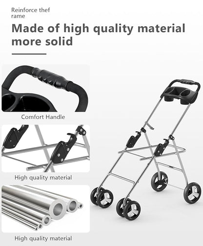Pet Stroller with 4 Wheels for Small/Medium Pets,Travel Foldable Detachable Carrier for Dog Cat Cage Jogger Stroller, Rear Wheel Breaks, Storage Basket, Visible Mesh Weather Cover (Navy Blue)