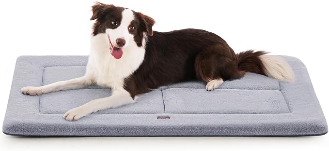 Made4Pets Dog Crate Pad Bed for Large Dogs, Washable &amp; Reversible, Anti-Slip Kennel Mat for Cozy Sleeping, Soft Fluffy Dog Bed for Indoor &amp; Outdoor Use, 36"x27", Gray