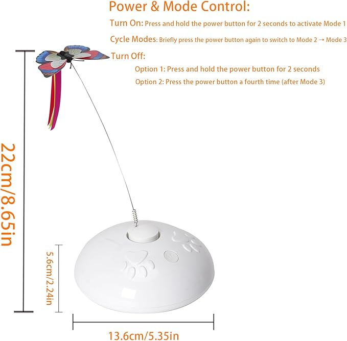 Cat Toy 3in1 Automatic Interactive Wand Toy for Indoor Cats,Moving Butterfly&amp;Glowing Feathers Speedy Tail,Rechargeable Cat Enrichment Toys for Kittens