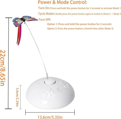 Cat Toy 3in1 Automatic Interactive Wand Toy for Indoor Cats,Moving Butterfly&amp;Glowing Feathers Speedy Tail,Rechargeable Cat Enrichment Toys for Kittens