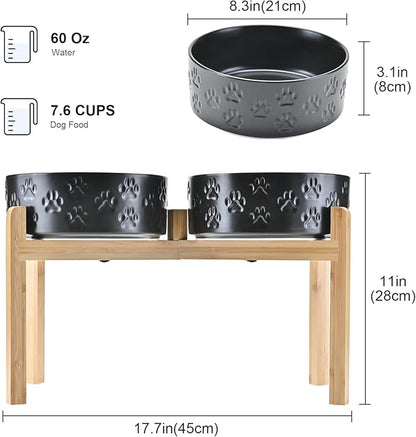 SPUNKYJUNKY Elevated Dog Bowls Ceramic, 8.3&