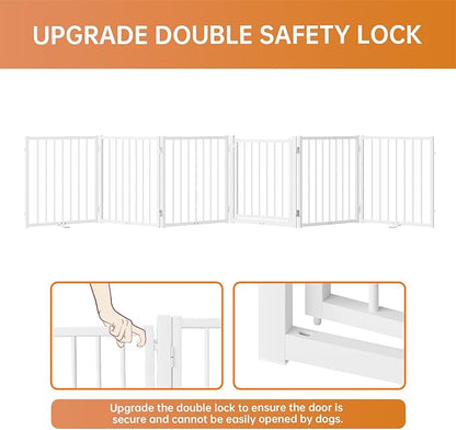 Full Metal Freestanding Dog Gate with Door, 24&