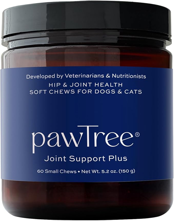 pawTree Joint &amp; Hip Support Supplement for Dogs &amp; Cats with Glucosamine, Chondroitin, MSM, Tumeric &amp; Green Lipped Mussels - Vitamins &amp; Health Essentials - All-Natural Mobility Soft Chews