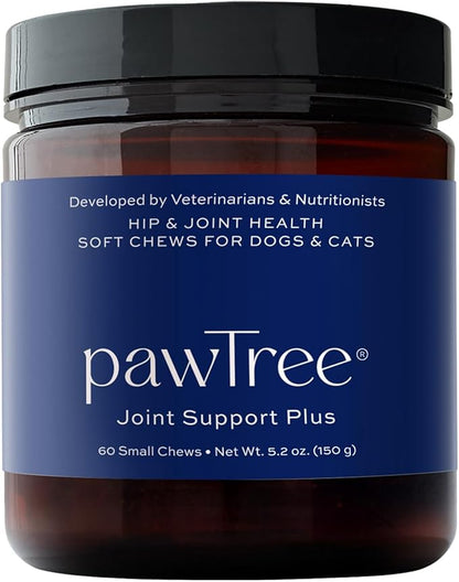 pawTree Joint &amp; Hip Support Supplement for Dogs &amp; Cats with Glucosamine, Chondroitin, MSM, Tumeric &amp; Green Lipped Mussels - Vitamins &amp; Health Essentials - All-Natural Mobility Soft Chews