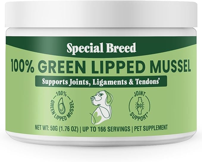Green Lipped Mussel Powder for Dogs &amp; Cats - 100% New Zealand Green Lipped Mussels - Natural Hip &amp; Joint Supplement for Joints, Tendons, Ligaments, Muscles - 50 Grams - Up to 166 Servings