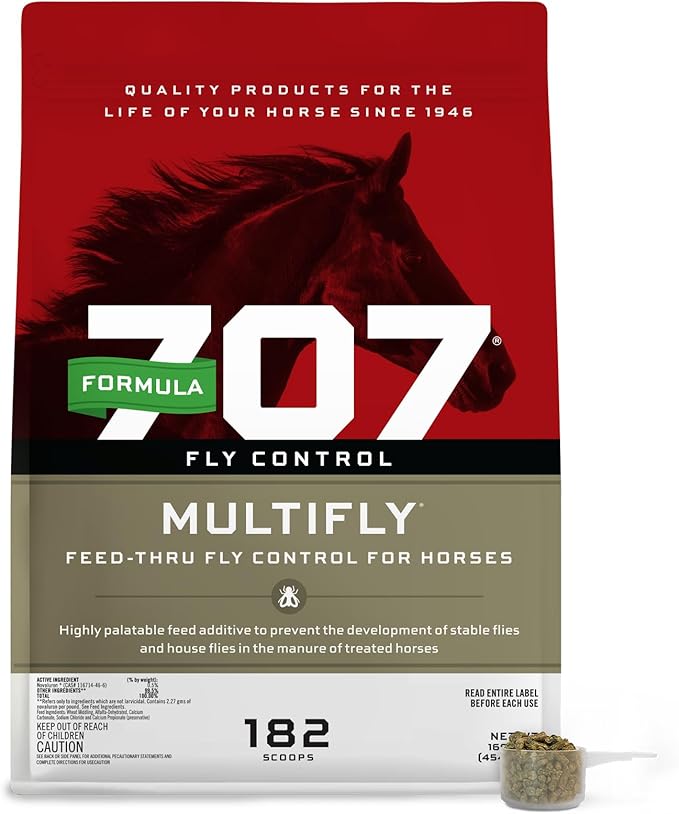 Formula 707 MultiFly Feed-Thru Fly Control Pellets for Horses - Palatable &amp; Safe Fly Population Reduction (10 lb Bag - 182 Servings)