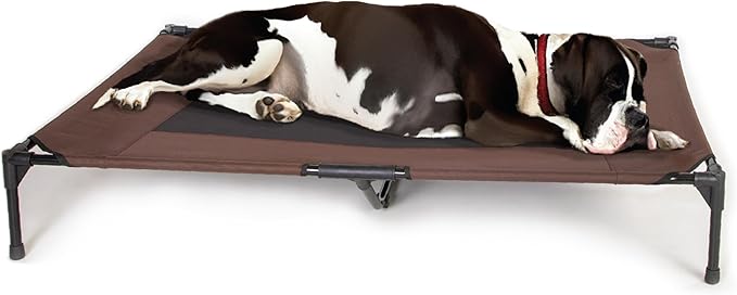 K&amp;H Pet Products Outdoor Elevated Dog Cot, Breathable Cooling Elevated Cot Hammock Pet Bed for XL Dogs, Washable Mesh Cover, Raised Metal Frame, Collapsible, Portable - Jumbo 56 X 38in Chocolate