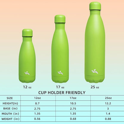 Insulated Water Bottles,25 oz Double Wall Stainless Steel Vacumm Metal Flask for Sports Travel,Green