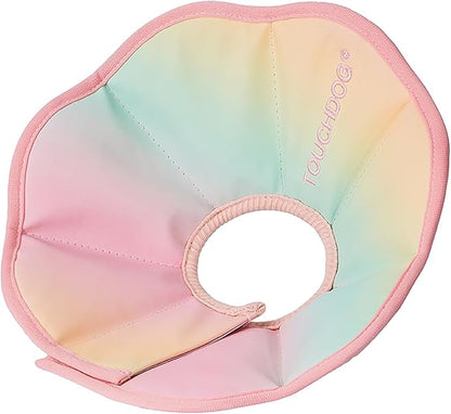 Touchdog Foldable Dog Cone Collar for Cats &amp; Dogs - Adjustable Soft Recovery Collar with Waterproof PU Coating, Lightweight Design, 24.5cm/9.6in Wide Barrier (Pink Gradient Color, M)