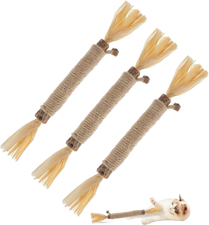 3 PCS Silvervine Sticks for Cats - Natural Cat Chew Toys for Teeth Cleaning, Kitten Teething &amp; Aggressive Chewers