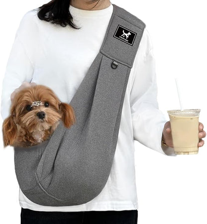 Dog &amp; Cat Carrier Sling, Adjustable Soft Padded Shoulder Puppy Carrier, Hands-Free Dog Carrier Bag with Double Safety Buckles Premium Material for Outdoor Travel (Dark Gray, L)