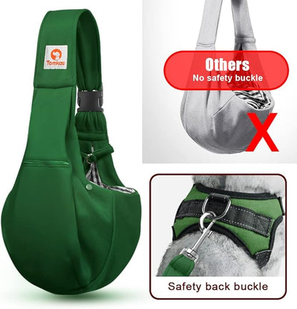 Tomkas Dog Sling Carrier for Small Dogs Puppy Carrier for Small Dogs (Emerald Green, Adjustable Strap &amp; Zipper Pocket)