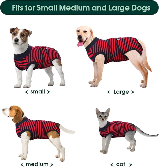 Kuoser Recovery Suit for Dogs Cats After Surgery, Professional Pet Recovery Shirt Dog Abdominal Wounds Bandages, Substitute E-Collar &amp; Cone,Prevent Licking Dog Onesies Pet Surgery Recovery Suit