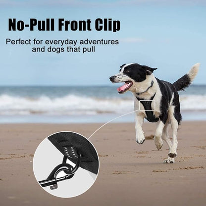 PoyPet No Pull Dog Harness, Reflective Comfortable Vest Harness with Front &amp; Back 2 Leash Attachments and Easy Control Handle Adjustable Soft Padded Pet Vest for Small to Large Dogs (Black,XS)