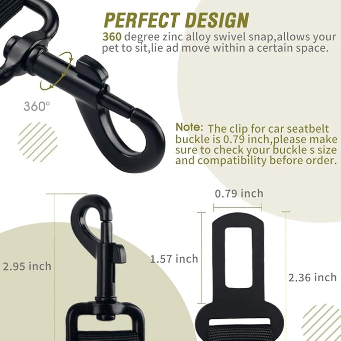COOYOO Dog Seat Belt,3 Piece Set Retractable Dog Car Adjustable Seatbelts for Vehicle Nylon Pet Safety Heavy Duty &amp; Elastic &amp; Durable Car Harness for Dogs