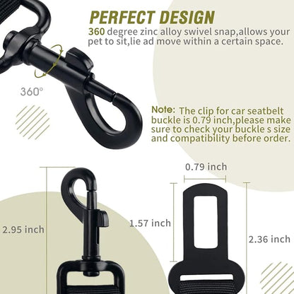 COOYOO Dog Seat Belt,3 Piece Set Retractable Dog Car Adjustable Seatbelts for Vehicle Nylon Pet Safety Heavy Duty &amp; Elastic &amp; Durable Car Harness for Dogs