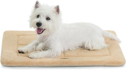 Made4Pets Dog Crate Pad Bed for Small Dogs, Washable &amp; Reversible, Anti-Slip Kennel Mat for Cozy Sleeping, Soft Fluffy Dog Bed for Indoor &amp; Outdoor Use, 24"x18", Khaki