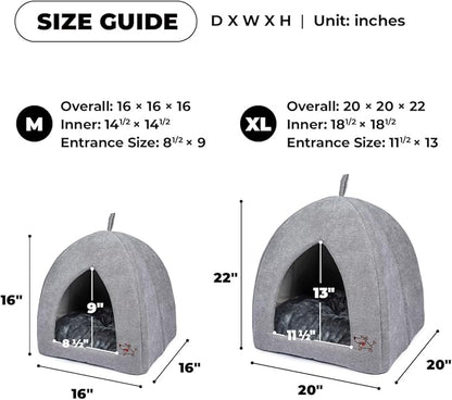 Best Pet Supplies Pet Tent-Soft Bed for Dog and Cat by - Gray, 16" x 16" x H:16"