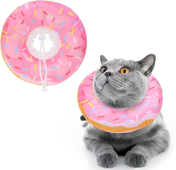 BINGPET Soft Donut Cat &amp; Small Dog Recovery Collar, Adjustable Protective Pet Cone After Surgery