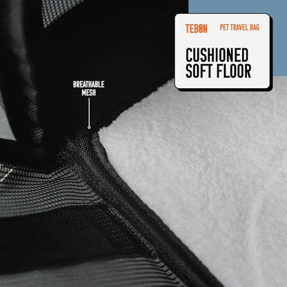 17.5" Pet Travel Carrier Bag - Collapsible Cat &amp; Dog Carrier - Breathable, Durable &amp; Spacious - Fits Small and Medium Pets up to 15lbs - Pet Travel Bag by Tebon