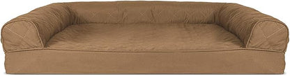 Furhaven Orthopedic Dog Bed for Large/Medium Dogs w/ Removable Bolsters &amp; Washable Cover, For Dogs Up to 55 lbs - Quilted Sofa - Toasted Brown, Large