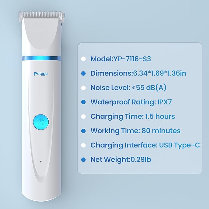 3-in-1 Dog &amp; Cat Grooming Kit - Rechargeable Cordless Pet Hair Clippers with Nail Grinder &amp; Paw Trimmer &amp; 5 Guide Combs, Low Noise Dog Clippers for Grooming Small Medium Pets
