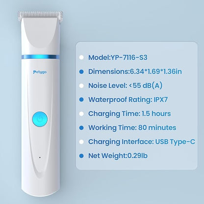 3-in-1 Dog &amp; Cat Grooming Kit - Rechargeable Cordless Pet Hair Clippers with Nail Grinder &amp; Paw Trimmer &amp; 5 Guide Combs, Low Noise Dog Clippers for Grooming Small Medium Pets