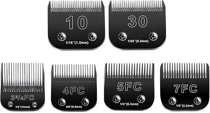 10 Blades Dog Grooming Blades Compatible with Andis/Oster A5/Wahl KM-10 Series Dog Clippers,Detachable Clipper Replacement Blade,Black (6PCS Black-
