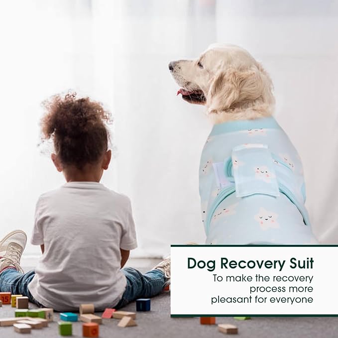 Kuoser Recovery Suit for Dogs Cats After Surgery, Professional Pet Recovery Shirt Dog Abdominal Wounds Bandages, Substitute E-Collar &amp; Cone,Prevent Licking Dog Onesies Pet Surgery Recovery Suit