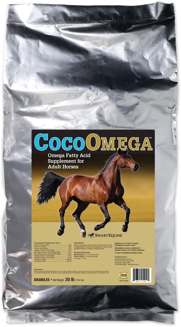 Uckele by SmartEquine CocoOmega Granular | Horse Supplements for Skin, Hoof, &amp; Coat Health | Omega-3 Fatty Acids | 30 LB