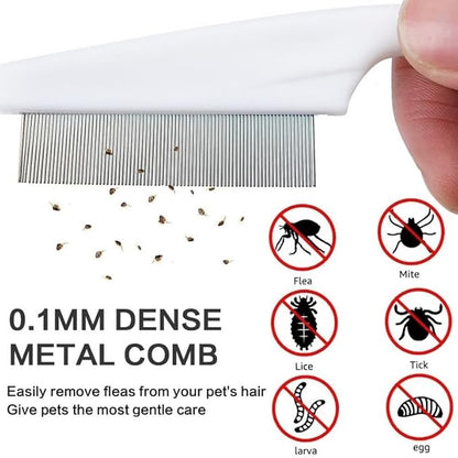 Pet Grooming Comb - 2-in-1 Multifunctional Stainless Steel Comb for Flea, Tear Stain Removal, and Dehairing Dogs and Cats&