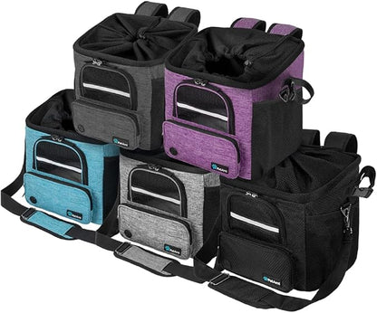 PetAmi Dog Bike Basket, Soft-Sided Ventilated Dog Bike Carrier Backpack, Pet Bicycle Basket for Bike Handlebar, Small Medium Puppy Cat Kitten Car Booster Seat with Safety Strap, Max 18 lbs, Black