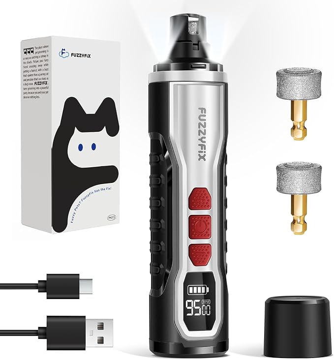 Dog Nail Grinder, Nail Clippers with LED Light, USB Rechargeable Electric Dog Nail Trimmer 5-Speed Paws Grooming &amp; Smoothing for Large Medium Small Dogs Cats Pet