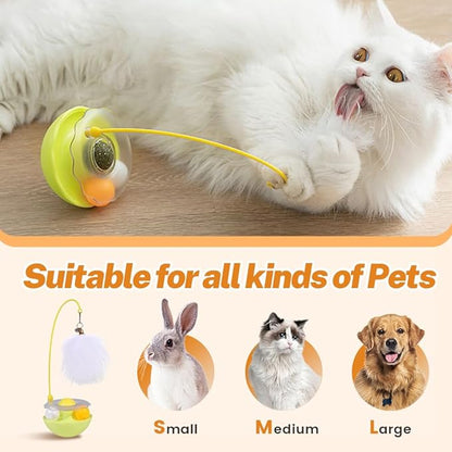 Interactive Cat Feather Toys, 2025 New Catnip Toy, Multifunctional Cat Teaser, Durable Track Ball Pet Toy for Indoor Play, Premium Pet Exercise Toy for Kittens and Adults (White)
