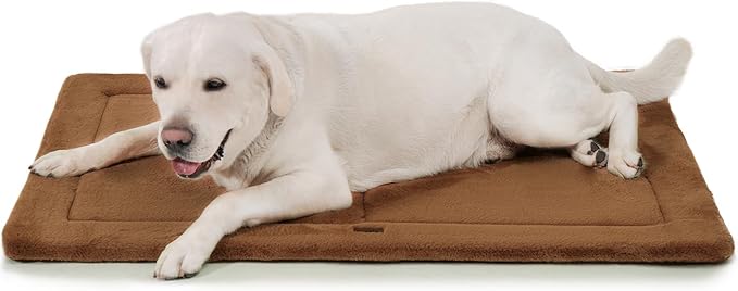 Made4Pets Dog Crate Pad Bed for Extra Large Dogs, Washable &amp; Reversible, Anti-Slip Kennel Mat for Cozy Sleeping, Soft Fluffy Dog Bed for Indoor &amp; Outdoor Use, 48"x30", Brown