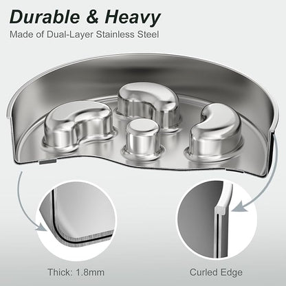 Slow Feeder Dog Bowl, Double Wall Food Grade Stainless Steel, Heavy Duty with Non-Slip Rubber Base, 2Cups Capacity for Medium Dogs to Slow Down Eating
