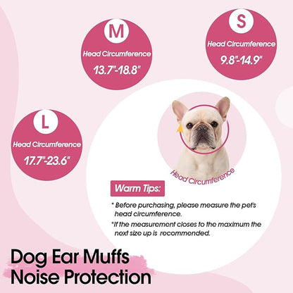 Dog Calming Hoodie, Dog Ear Muffs Noise Protection &amp; Anxiety Relief, No Shake Ear Wraps for Dogs Quiet Ears Cover Headband for Fireworks Grooming Swimming Bathing Force Drying