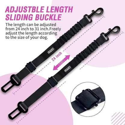 COOYOO Dog Seat Belt, Durability Retractable Dog Car Harness Adjustable Dog Seat Belt for Vehicle Nylon Pet Safety Seat Belts Heavy Duty &amp; Elastic